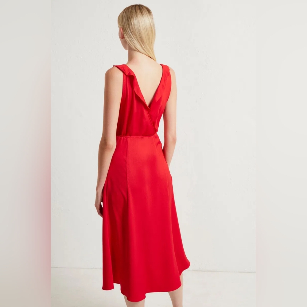 NWT French Connection Maudie Drape Sleeveless Wrap Dress Shanghai Red - Picture 2 of 12